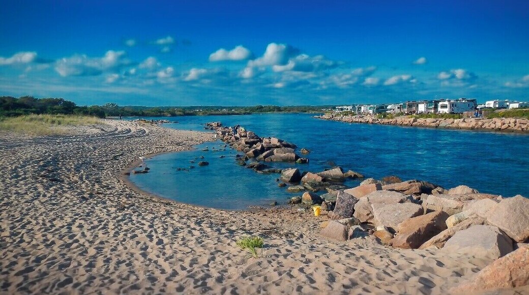 It's one of the last summer-like days in late September and the weather could not have been better.
I'm at the entrance of the Charlestown Breachway. Here, the Atlantic Ocean flows into Ninigret Pond, a salt water estuary. It's a perfect get-away-from-it-all spot. The current can run through here pretty fast between tides.
#beach