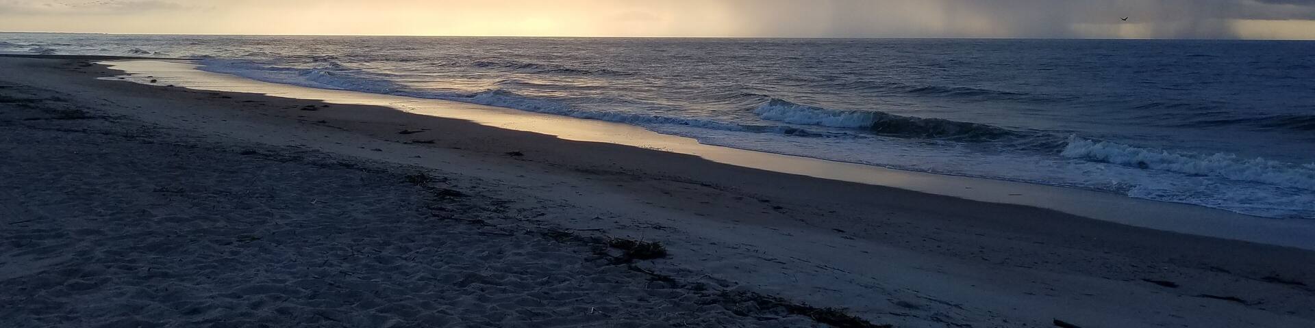Rain over the ocean at sunrise. Edisto beach is quiet and beautiful. The perfect place to just enjoy the surf.