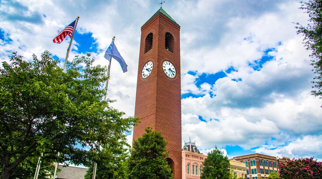 Clock Tower in Downtown Spartanburg, South Carolina, USA