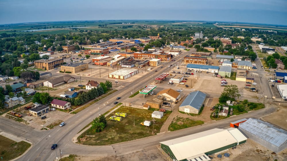Aerial View of Redfield, South Dakota which claims to be the Pheasant Capitol of the World