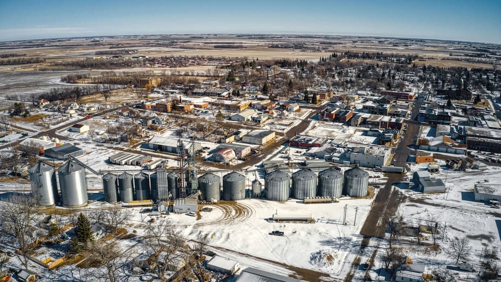 Aerial View of Sisseton, South Dakota in Winter