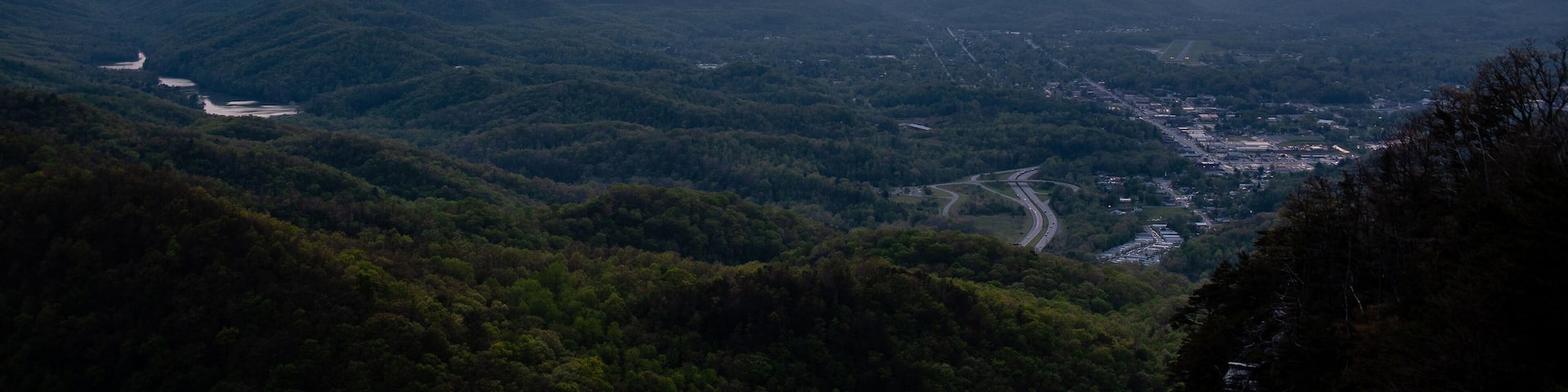 Scenic Fern Lake and City of Middlesboro at Sunset - Cumberland Gap National Historic Park - Kentucky and Tennessee