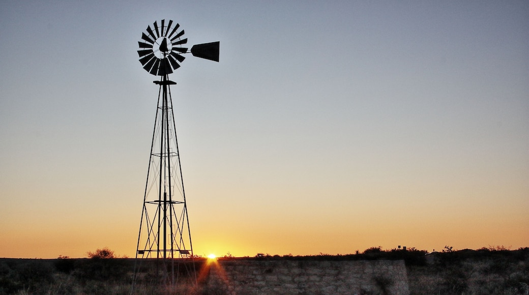Windmill at sunrise at Seminole Canyon State Park Texas