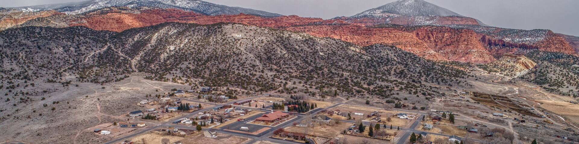 Aerial View of downtown Bicknell, Utah