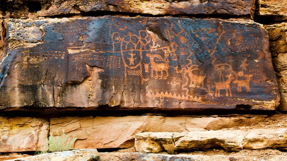 USA, Utah. Wellington, Nine-mile Canyon, Petroglyphs at Daddy Canyon.