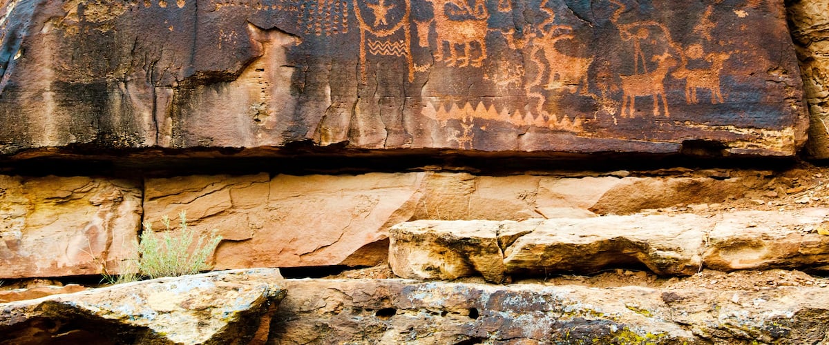 USA, Utah. Wellington, Nine-mile Canyon, Petroglyphs at Daddy Canyon.