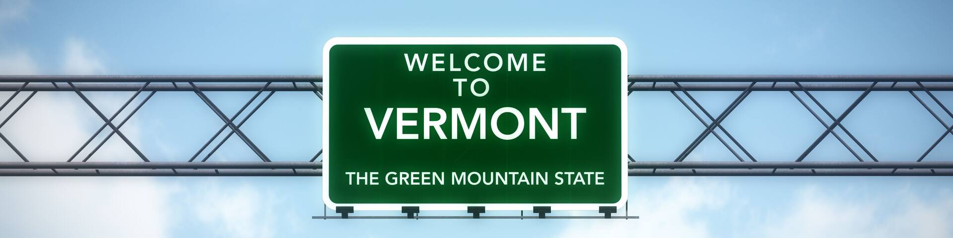 Vermont USA State Welcome to Highway Road Sign