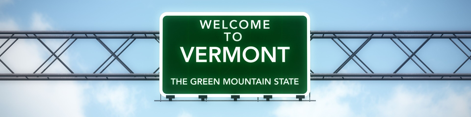 Vermont USA State Welcome to Highway Road Sign
