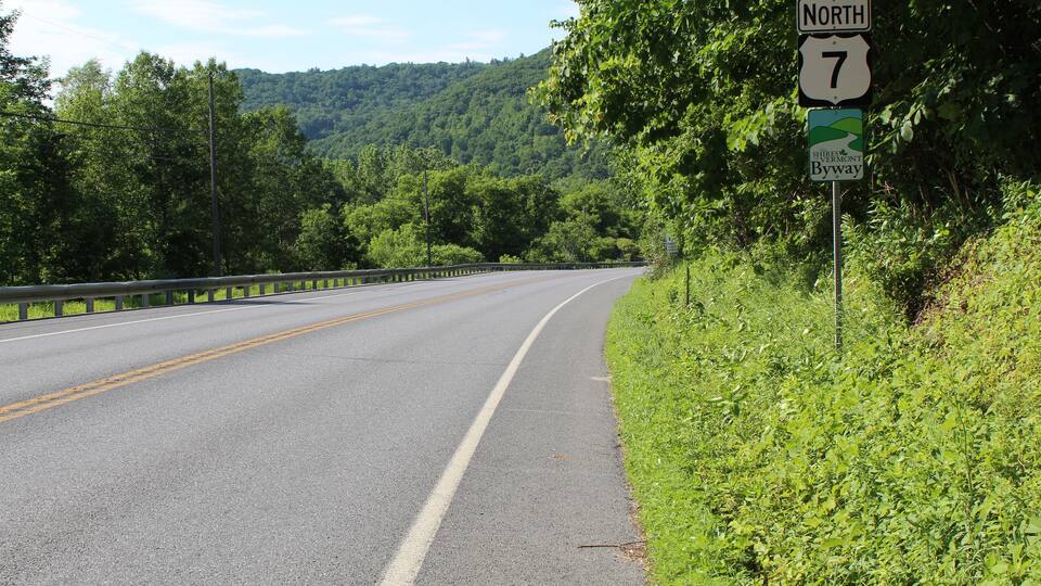 US Route 7, the Shires of Vermont Byway, at Pownal
