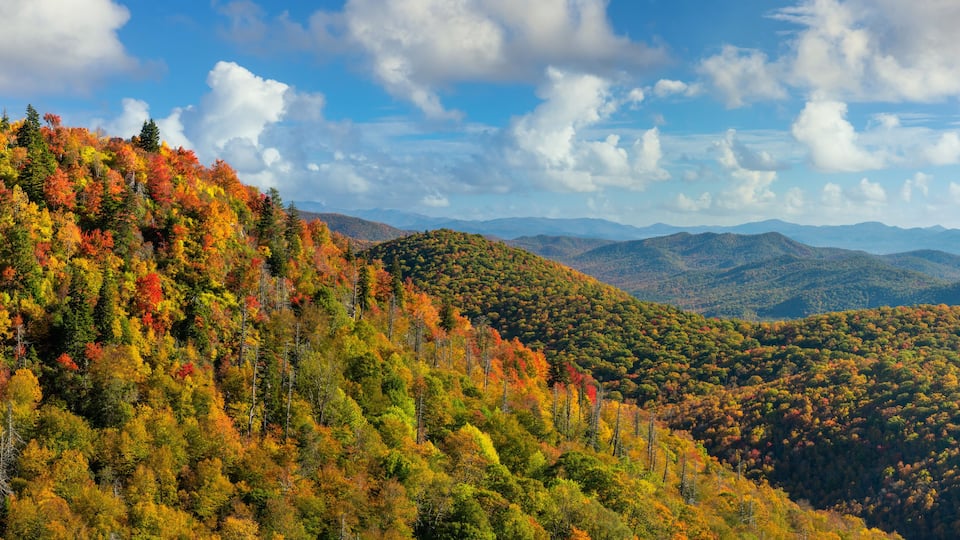 Blue Ridge Parkway overlook in Autumn near Asheville North Carolina