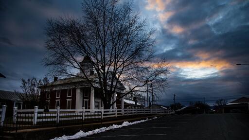 View of angry clouds overshadow the Stanardsville, VA Courthouse