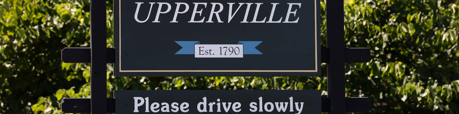 Welcome sign to Upperville Virginia in Fauquier County.