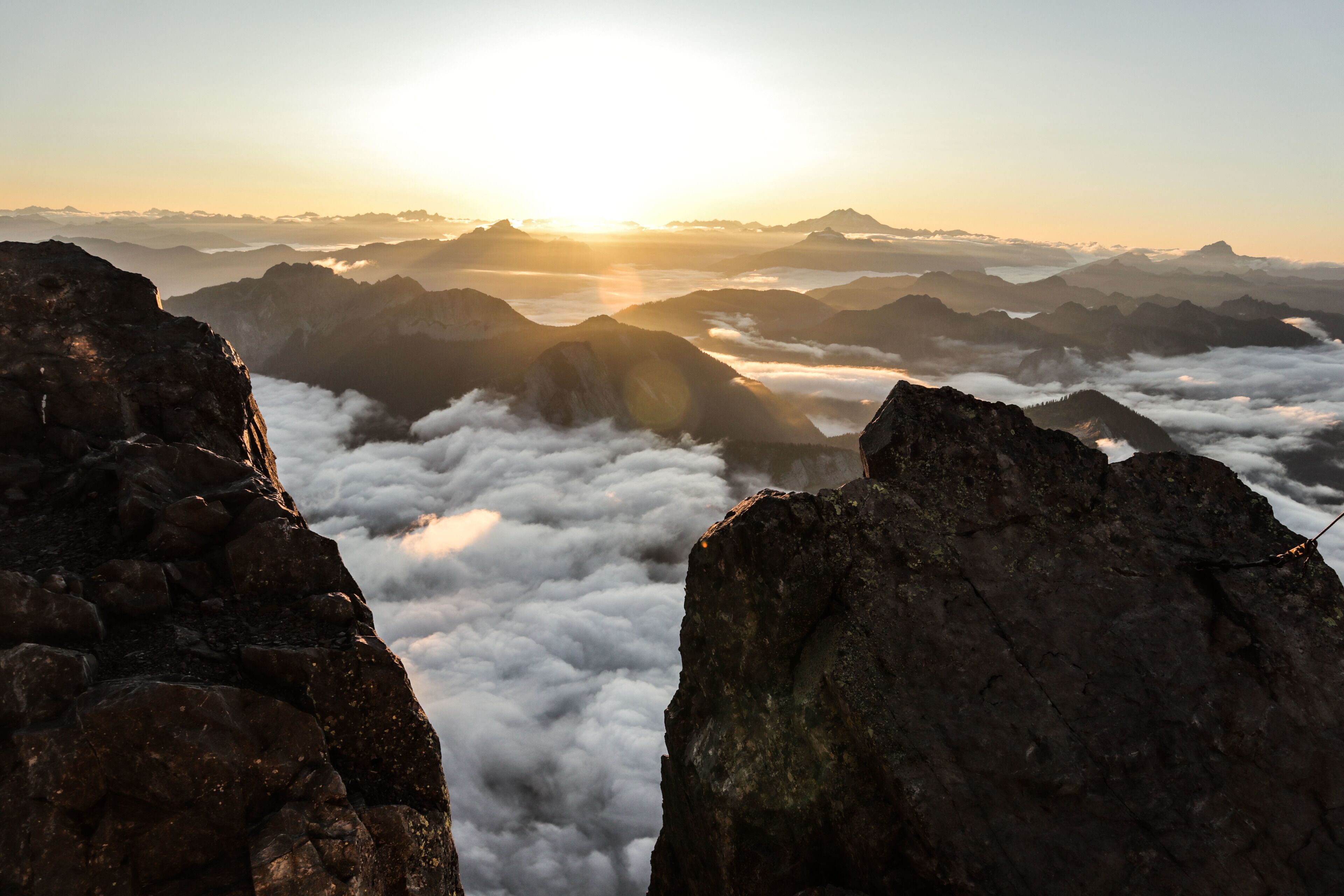 We woke to an amazing sunrise at the summit of Three Fingers Mountain. #adventure