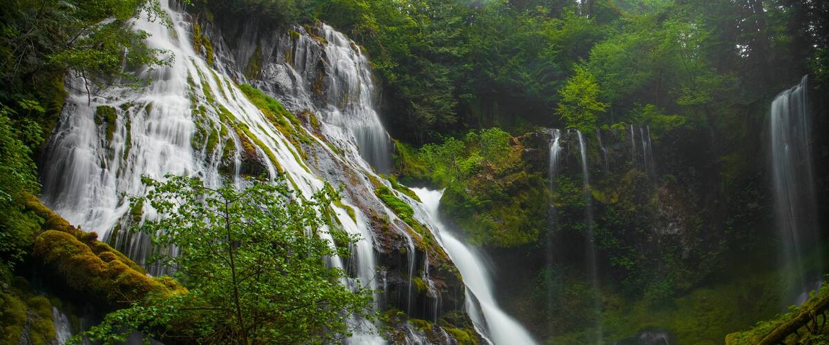 Landscape of Panther Creek Falls in Carson, Washington.
