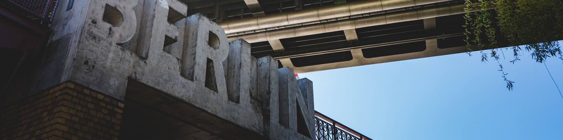 train passing by on a bridge in berlin