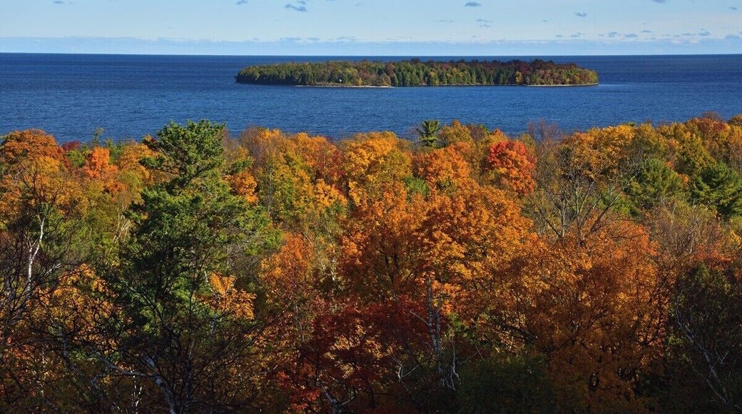 Horseshoe island in Door County ablaze in Fall Colors..
