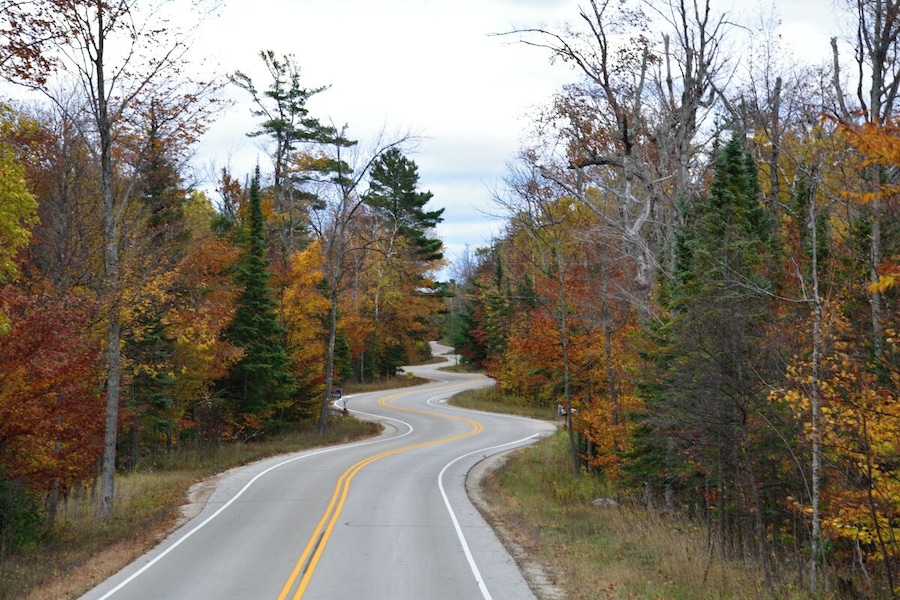 One of the most photographed spots in Door County. This long winding road is in Ellison Bay on the way to the Washington Island Ferry.