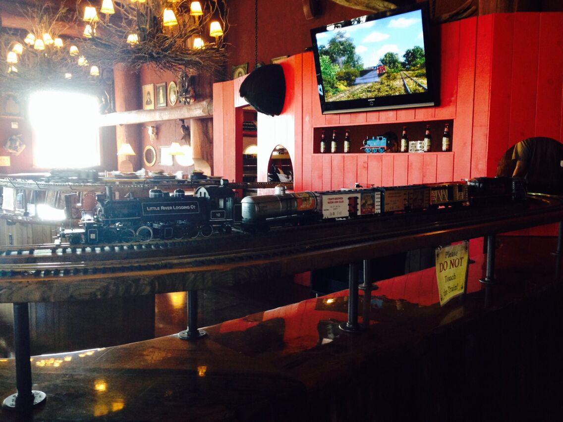 This train goes all over the restaurant and delivers your food :-) . 