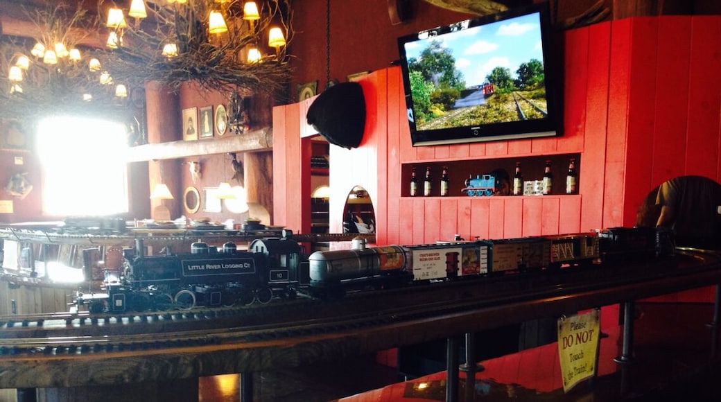 This train goes all over the restaurant and delivers your food :-) .