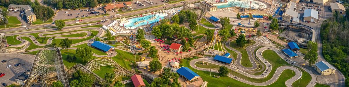 Aerial View of the Tourist Town of Lake Delton, Wisconsin