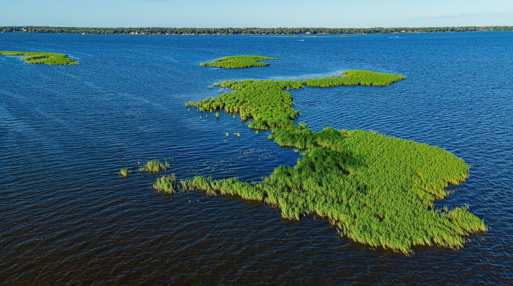 Tiny Island with Low water levels on the fox river in wisconsin