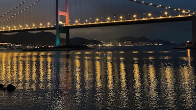#tsingmabridge at night with clear views to #central #hongkong