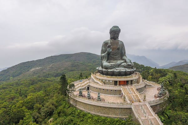 The world's largest statue of a seated Buddha on Lantau island in Hongkong.
#culture
