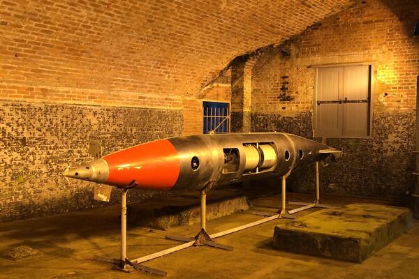 A 30ft torpedo at the launch chamber.