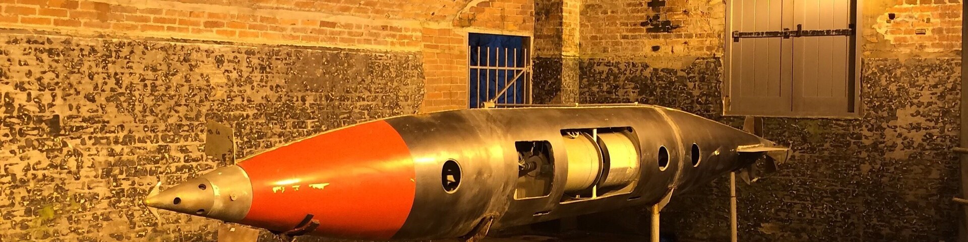 A 30ft torpedo at the launch chamber.