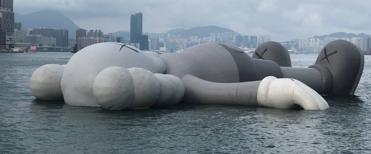 Kaws On Holiday in HongKong... what an idle way to float in the waters and chill out at the Victoria Harbour!