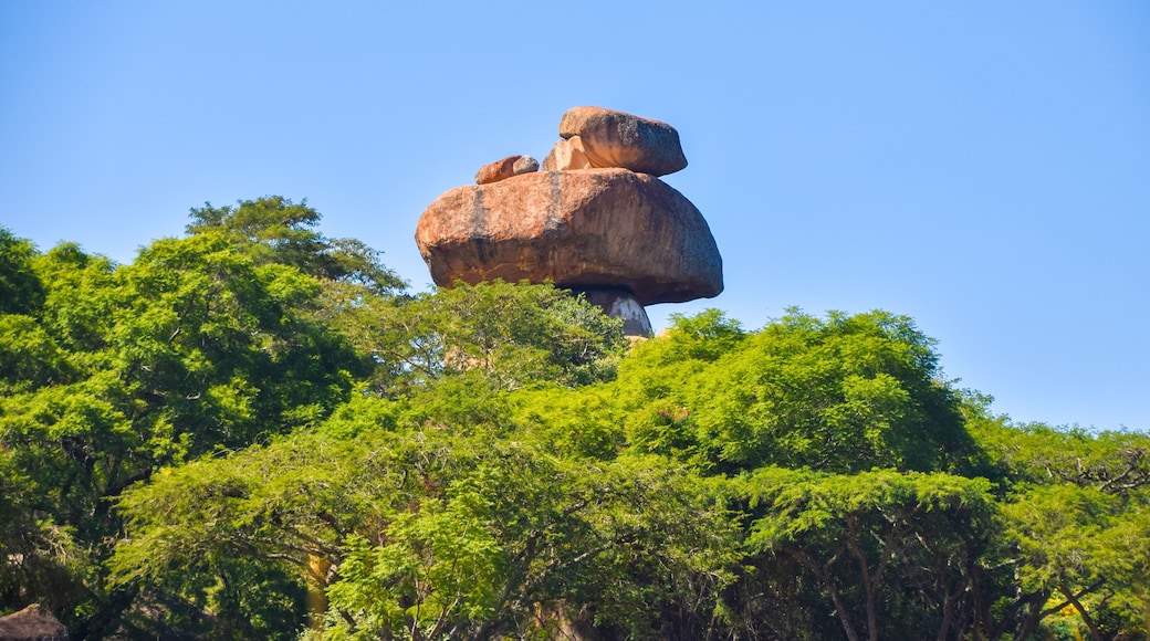 African bush landscape with natural balancing rocks, Zimbabwe,