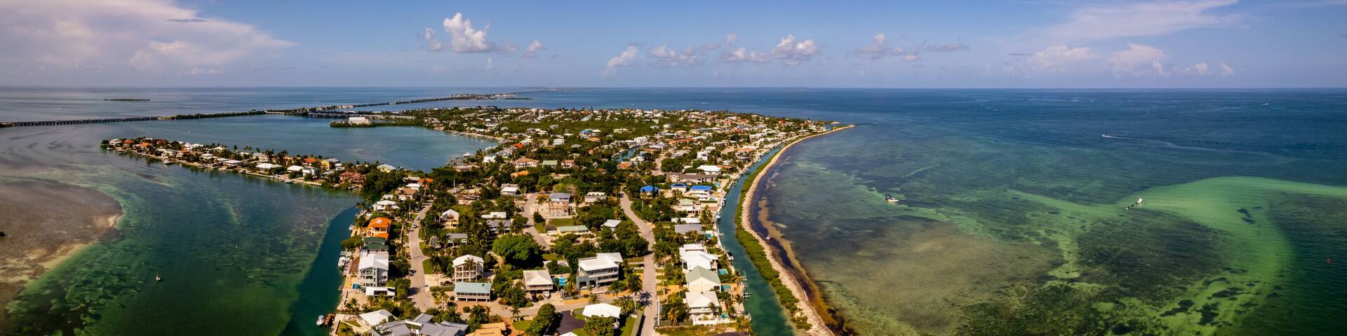 Aerial panorama Duck Key Florida Keys