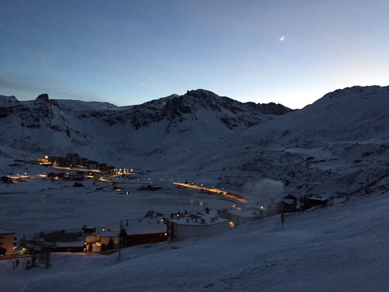 Moonrise at the French Alps. This beautiful view comes with your room at the Hotel Le Bec Rouge.