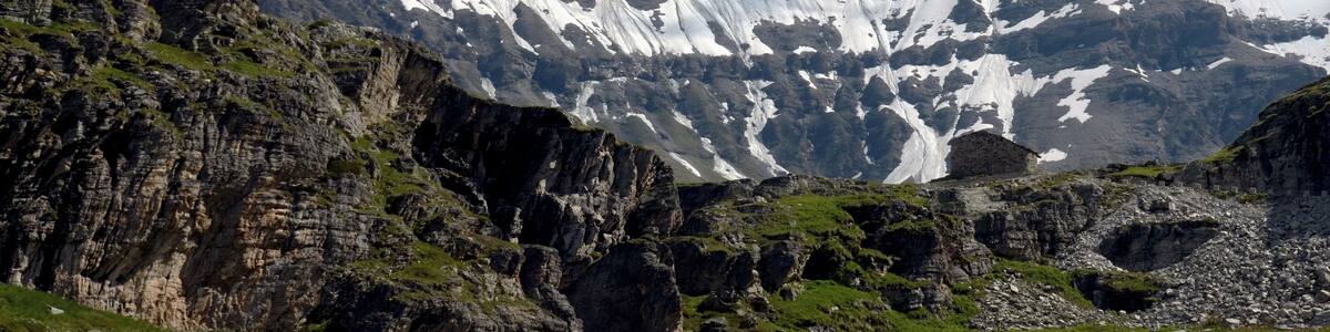 The Grande Sassiere 3747 m as seen from the road just beneath le Saut with the ruined houses