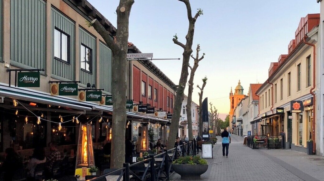 Historic old town Kalmar, Sweden, with cobbled streets and well-preserved 17th- and 18th-century buildings. (June 2018)
