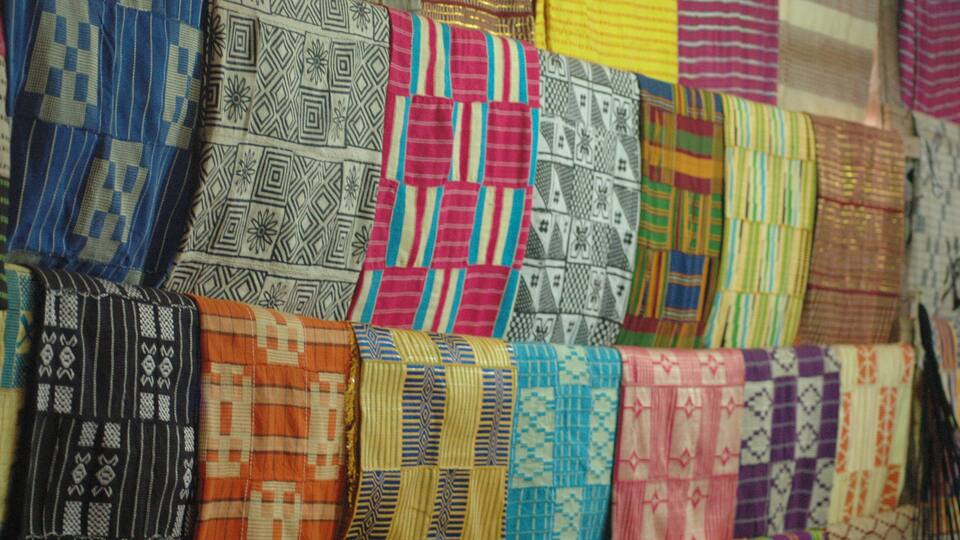 Bright African Fabrics in Artisan's Workshop