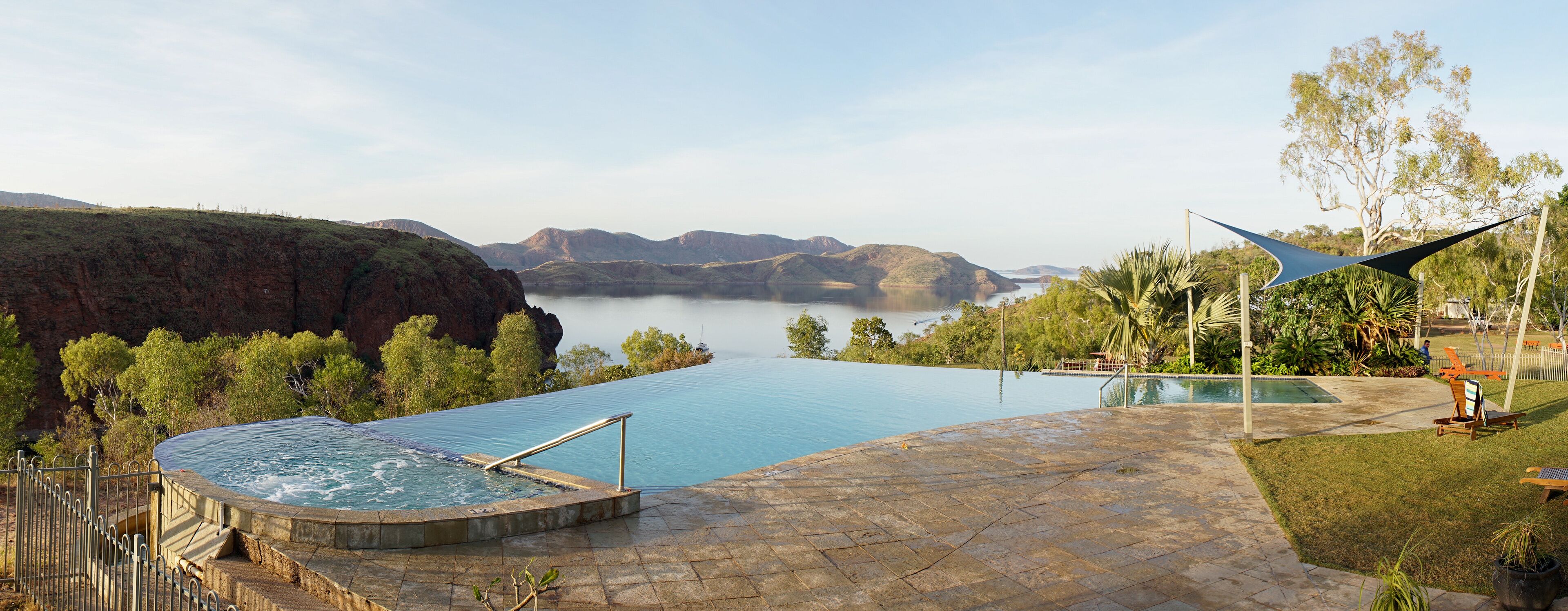 Calm Pool during morning hours at Lake Argyle Camp site in Kununurra, East Kimberley, Western Australia.