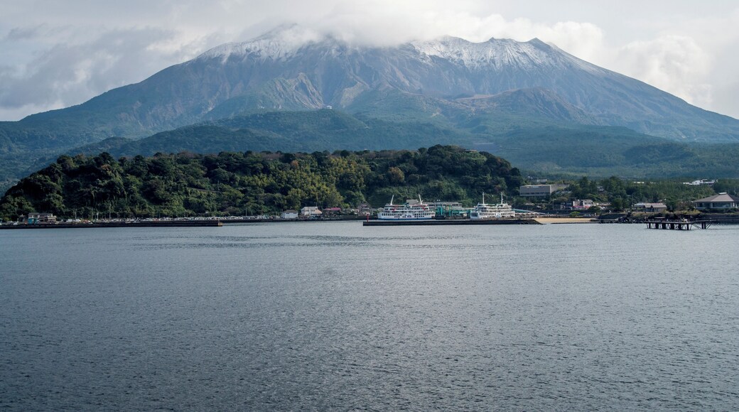 Sakurajima vulcano from ferry
