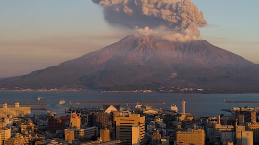 Sakurajima, right across Kagoshima, one of the most active volcanoes in the world.
