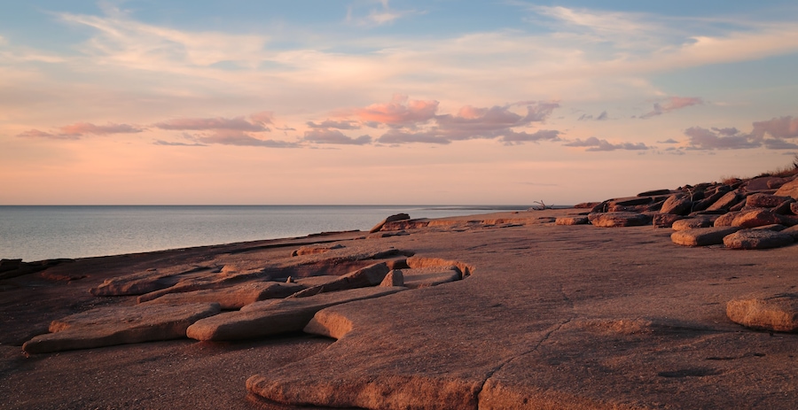 Fossil rock beach at Karumba on the Gulf of Carpentaria in Australia