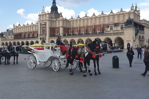 One of the carriages on the square