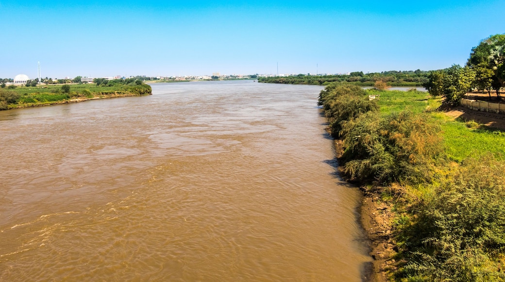 Confluence of the White Nile and the Blue Nile, view from the bridge from Khartoum to omduram in Sudan
