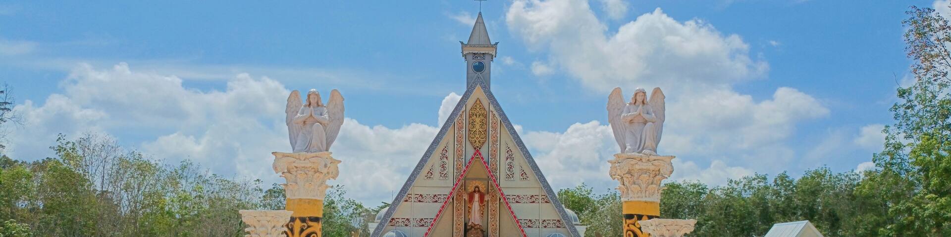 air upas - august 9, 2023 : the beauty of the Catholic Cathedral Church located in Air Upas Village, Air Upas District, Ketapang Regency, West Kalimantan, Indonesia