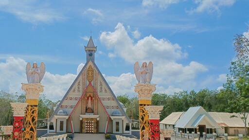 air upas - august 9, 2023 : the beauty of the Catholic Cathedral Church located in Air Upas Village, Air Upas District, Ketapang Regency, West Kalimantan, Indonesia