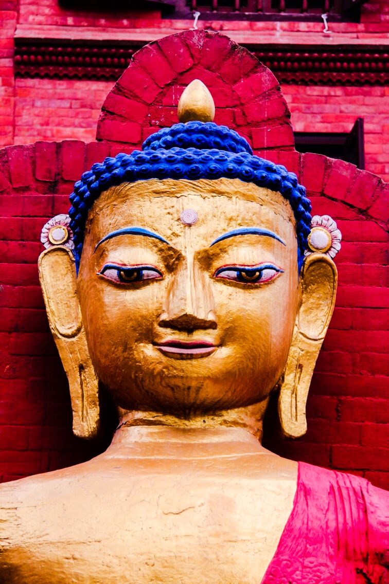 One of many statues of Gautam Buddha at the Monkey Temple (Swayambhunath) in Kathmandu.

The temple offers great views of the city and is not to be missed if you're spending time in the capital.