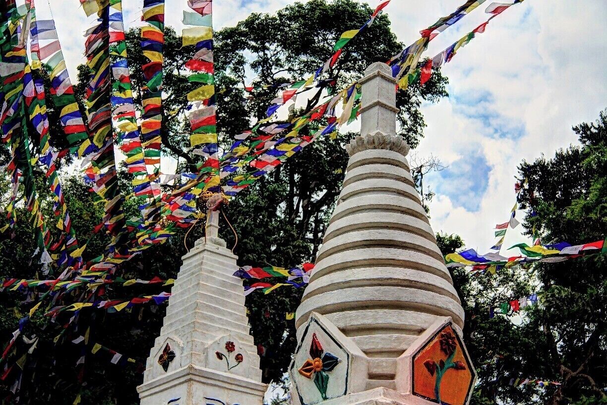 Prayer flags and mini stupas at the Monkey Temple in Kathmandu, a must see if you're in the capital.