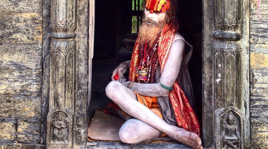Colourful ascetic in Pashupatinath temple Kathmandu, nepal