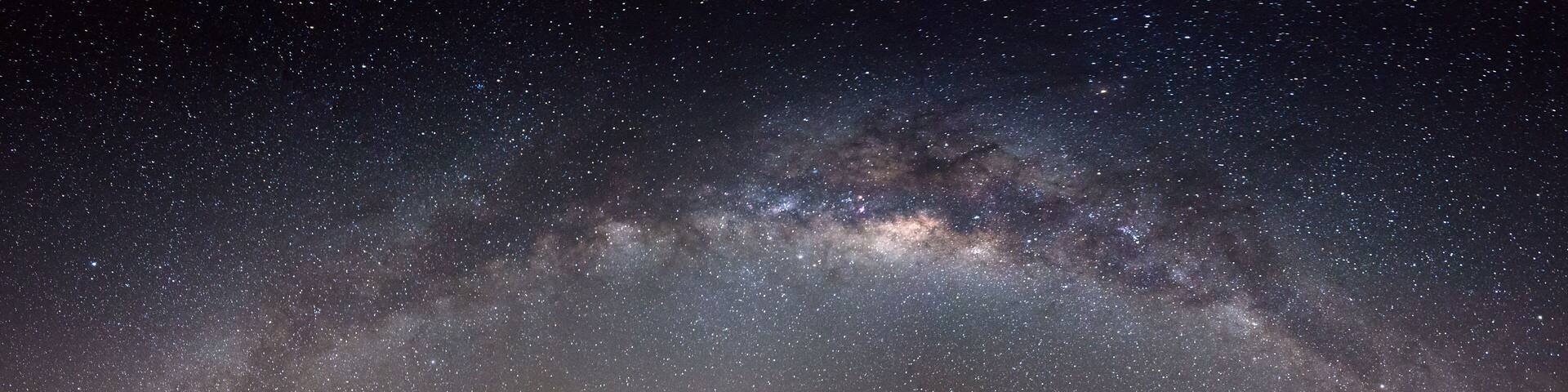 Panorama of Nightscape scenery with starry and milky way. Mount Kinabalu as background.