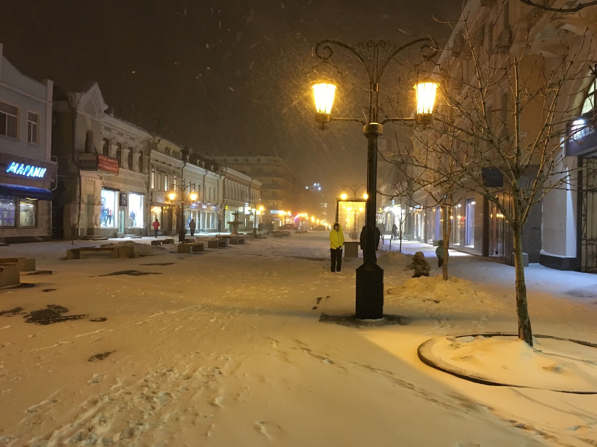 Town Center in Snow Storm
