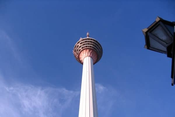 The Kuala Lumpur Tower is a tall tower located in Kuala Lumpur, Malaysia. Its construction was completed on 1 March 1995. It is used for communication purposes and features an antenna that reaches 421 metres. The roof of the pod is at 335 metres